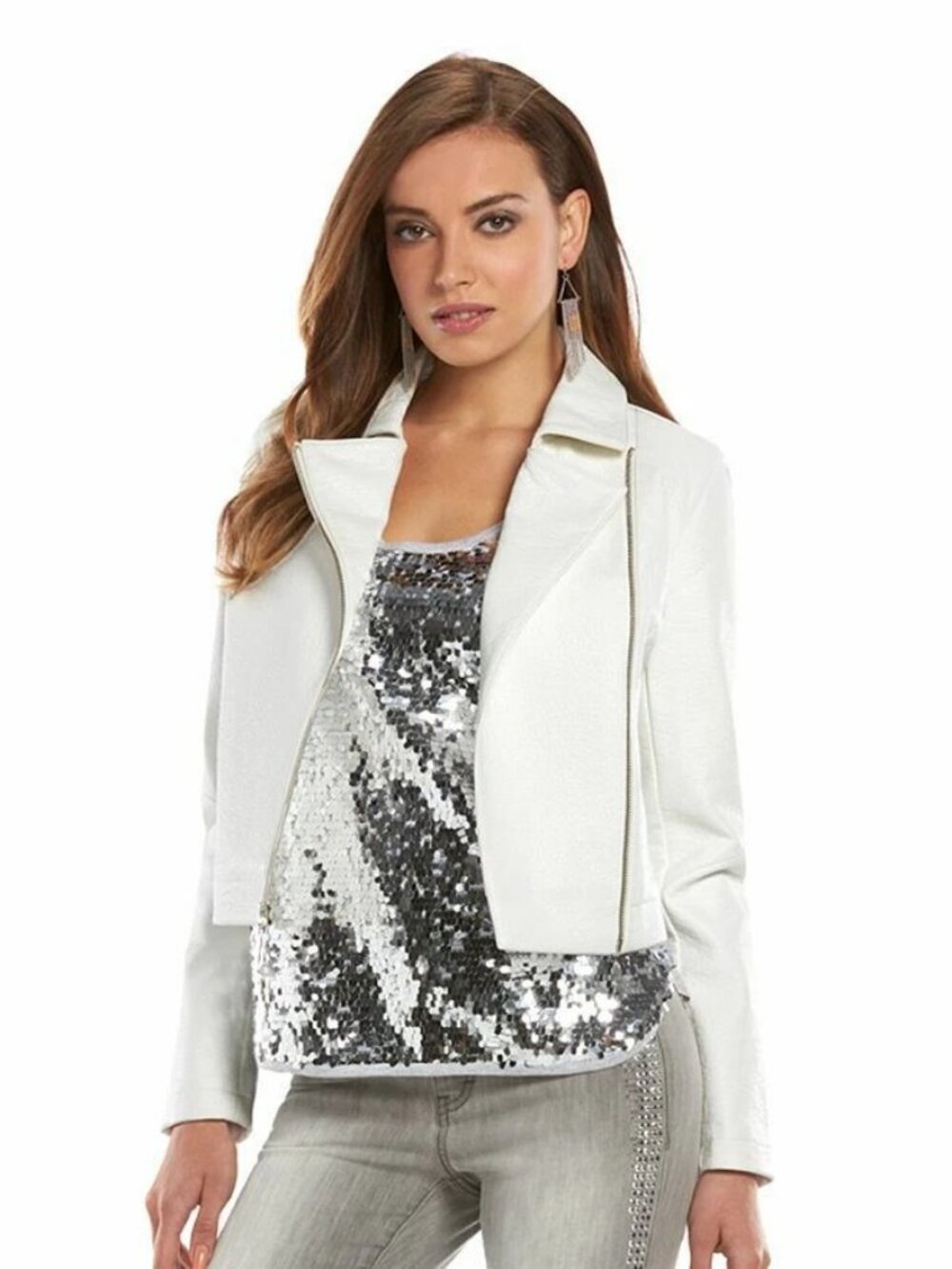 Jennifer Lopez Women's Faux-Leather Moto Jacket, size XS